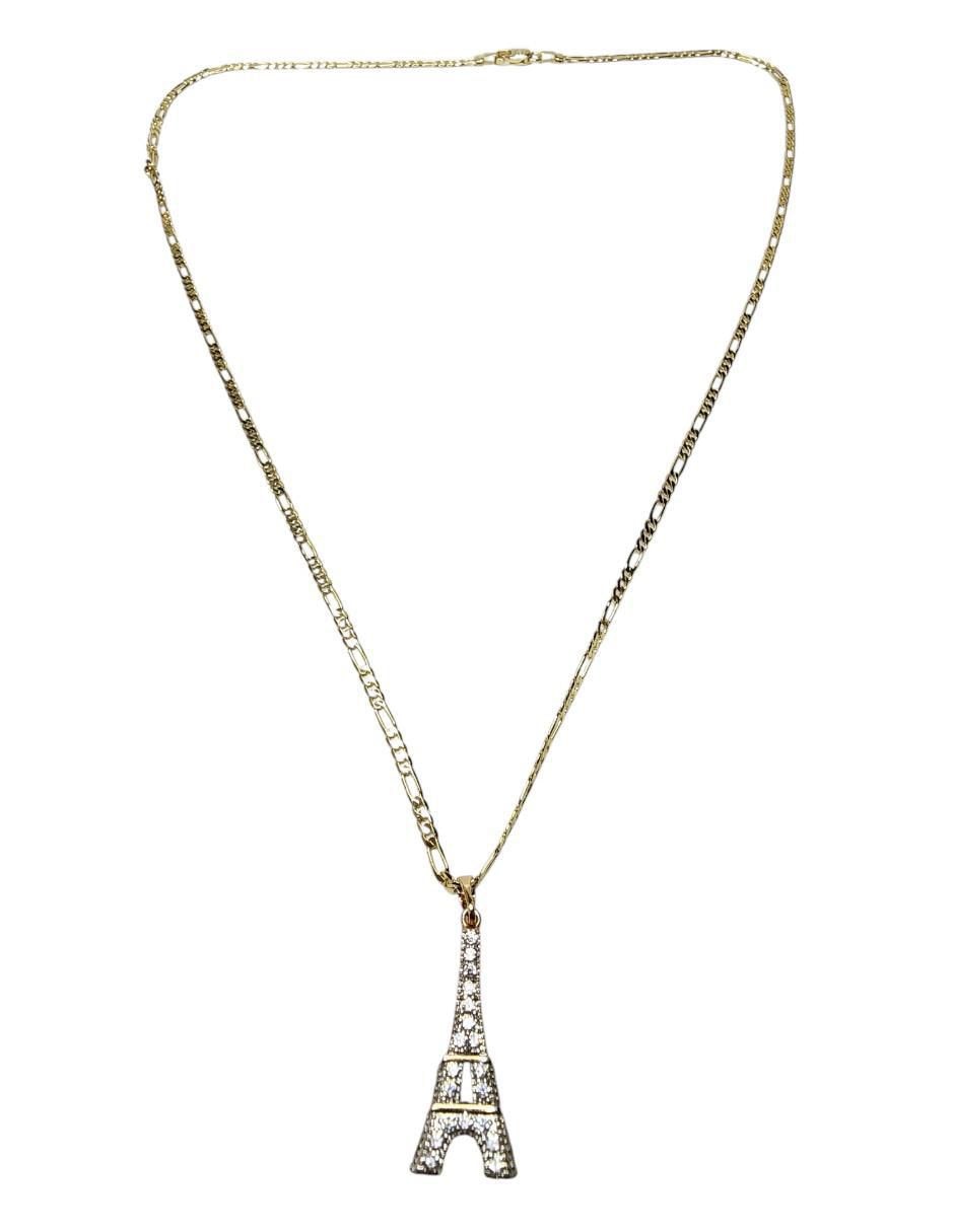 Collar Francia torre eiffel Viajando de oro laminado 14 K 2