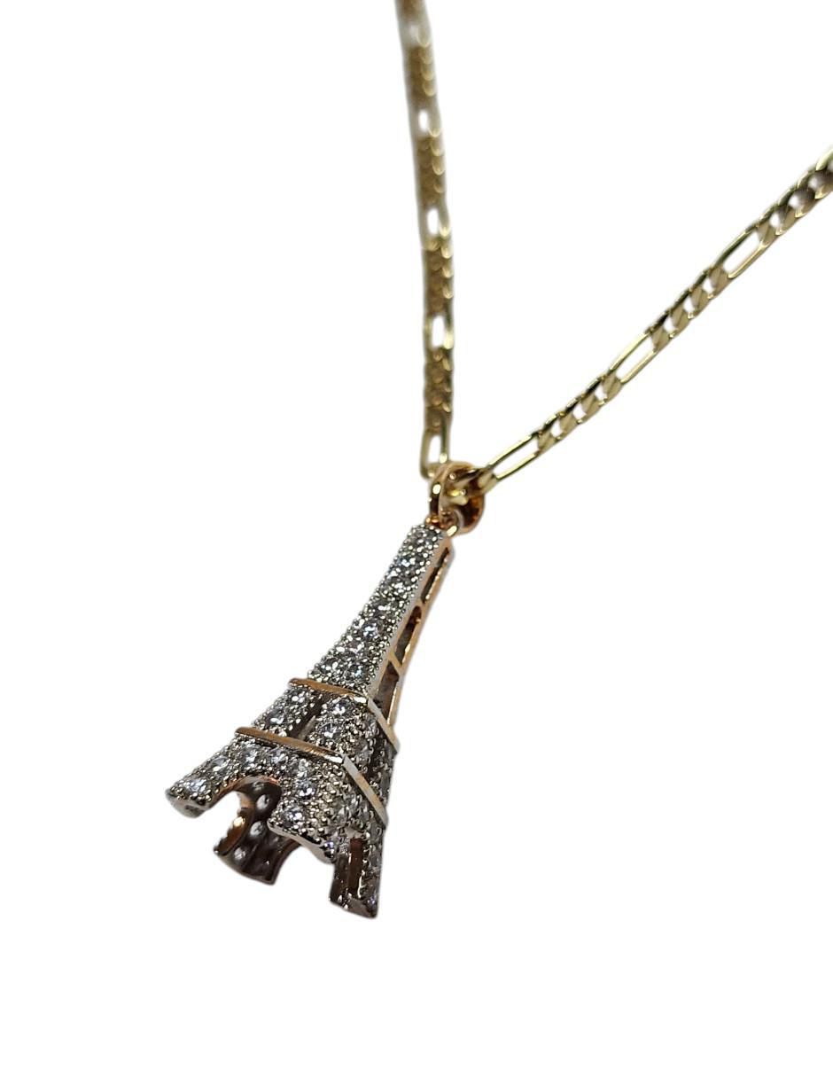 Collar Francia torre eiffel Viajando de oro laminado 14 K 3