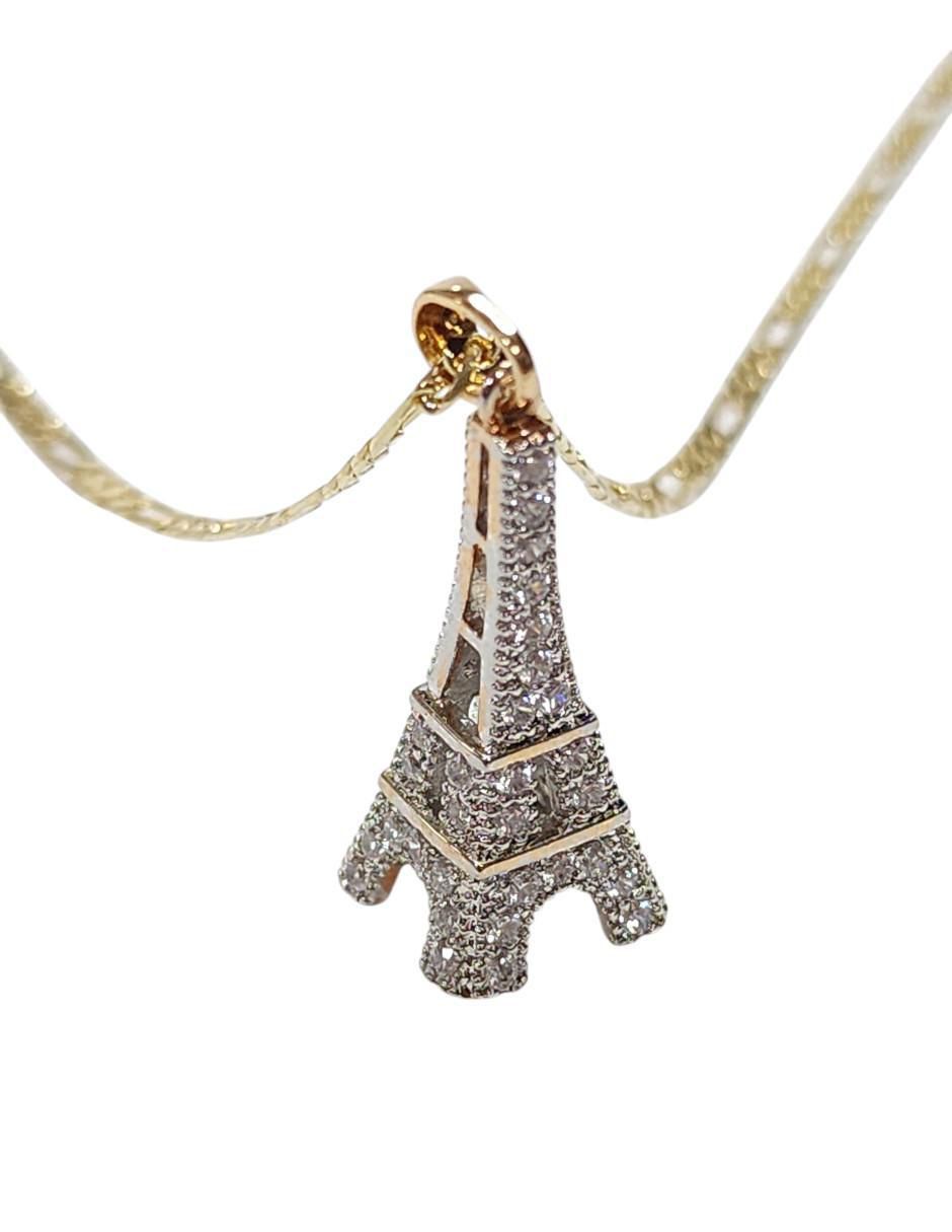 Collar Francia torre eiffel Viajando de oro laminado 14 K 4