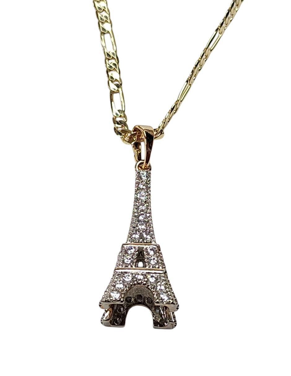 Collar Francia torre eiffel Viajando de oro laminado 14 K 6