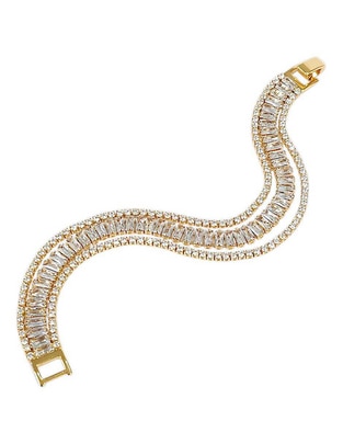 Pulsera con zirconia acabado baño de oro 18 K