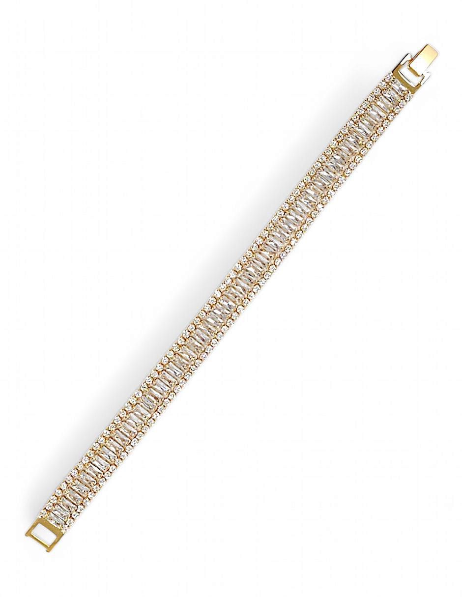Pulsera con zirconia acabado baño de oro 18 K