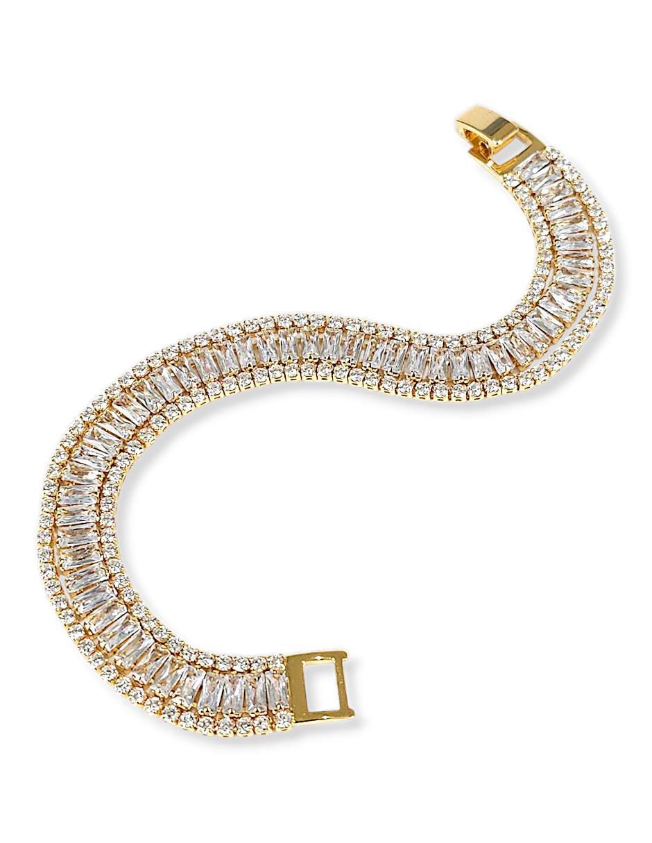 Pulsera con zirconia acabado baño de oro 18 K