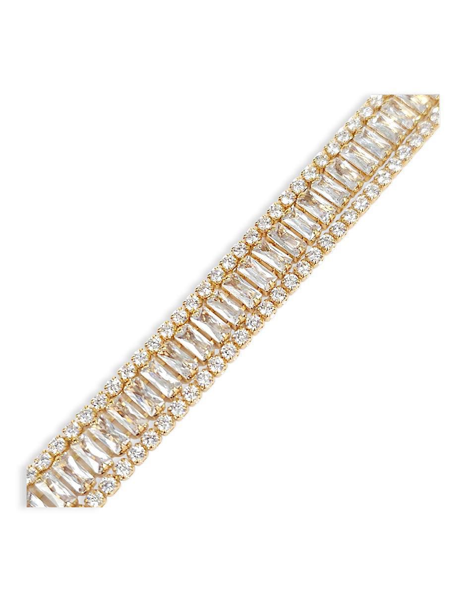Pulsera con zirconia acabado baño de oro 18 K