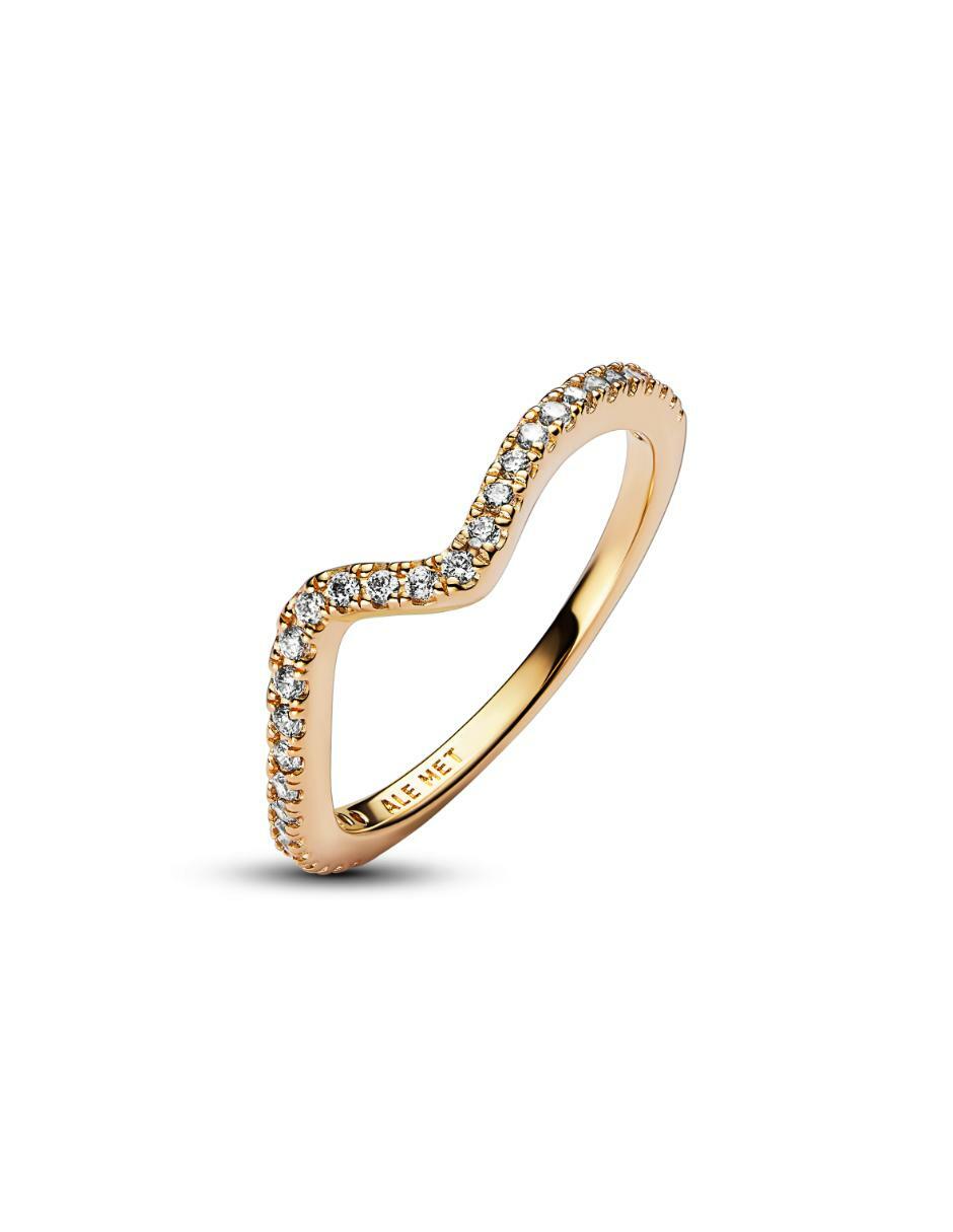 Anillo Timeless de plata P 925 zirconia cúbica con acabado baño de oro