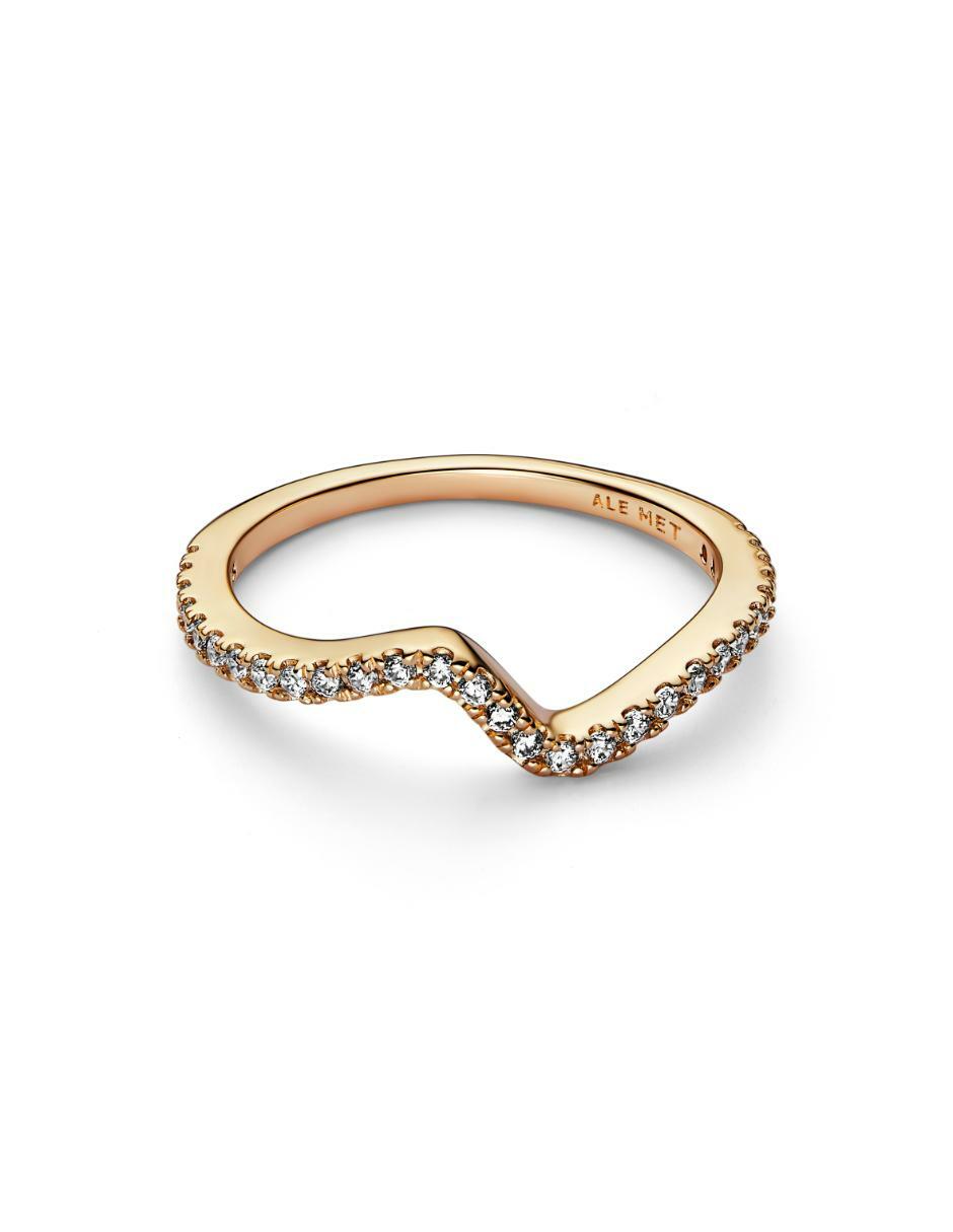 Anillo Timeless de plata P 925 zirconia cúbica con acabado baño de oro