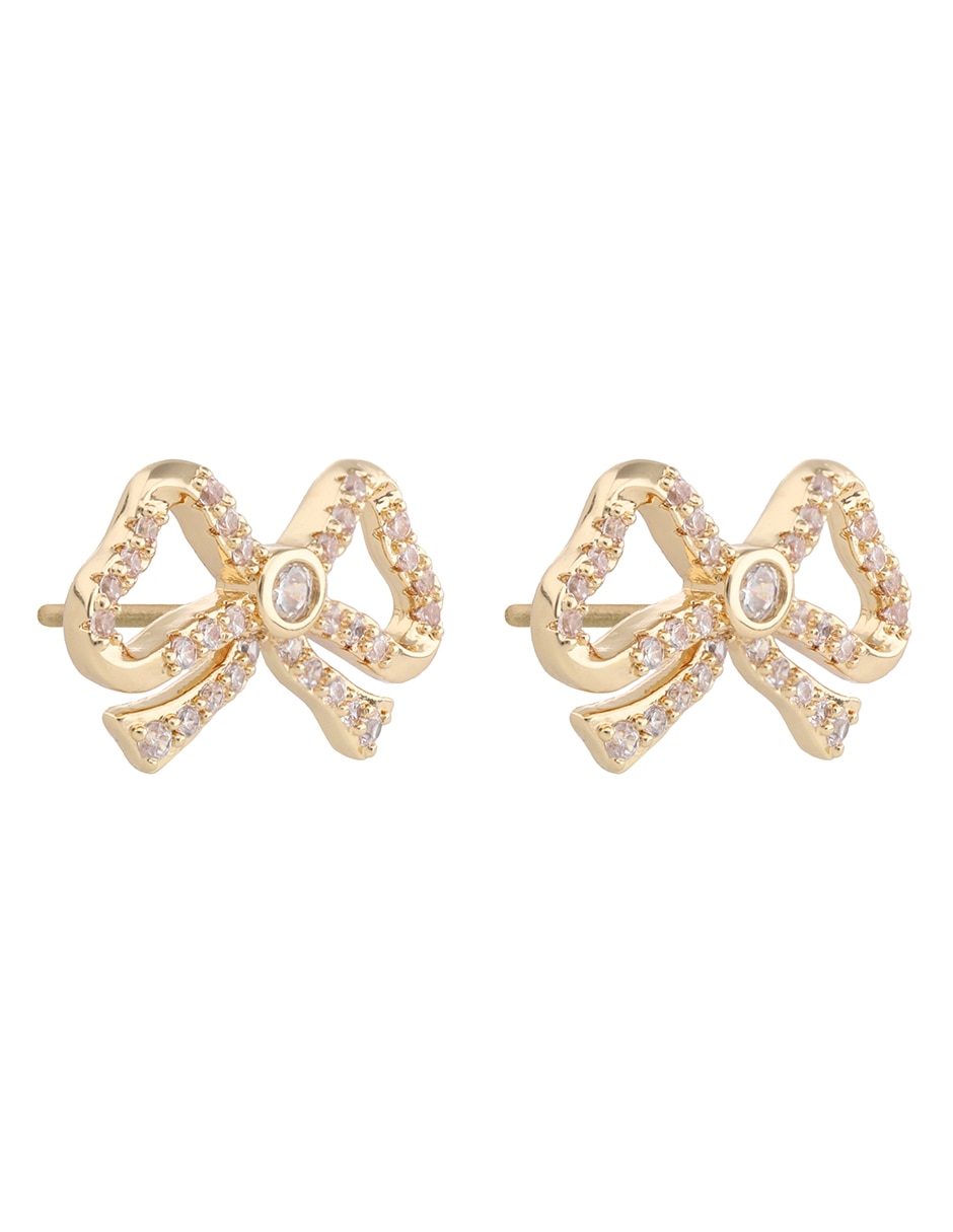 Aretes de moño Anne Klein con acabado brillante cristal