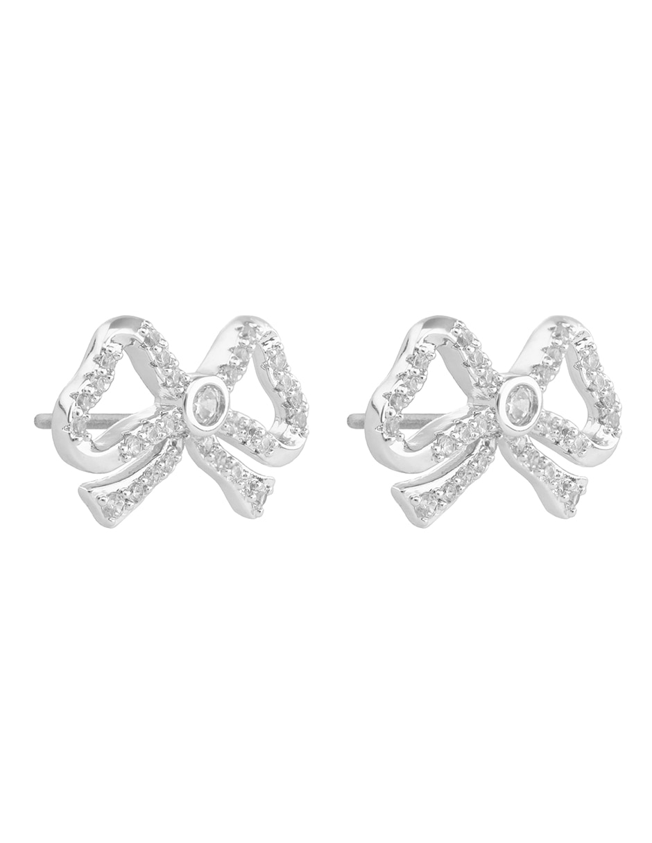 Aretes de moño con acabado brillante cristal 2