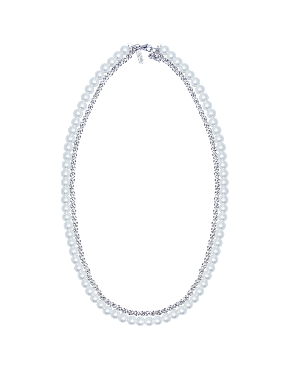 Collar de varios hilos mossimo perla y cadena diamantada