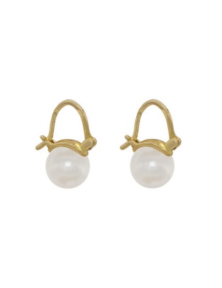 Aretes redondos con acabado liso perla de cristal 1