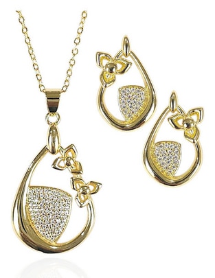 Aretes y collar 18 k zirconia