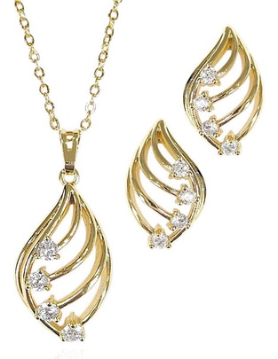 Aretes y collar 18 k zirconia