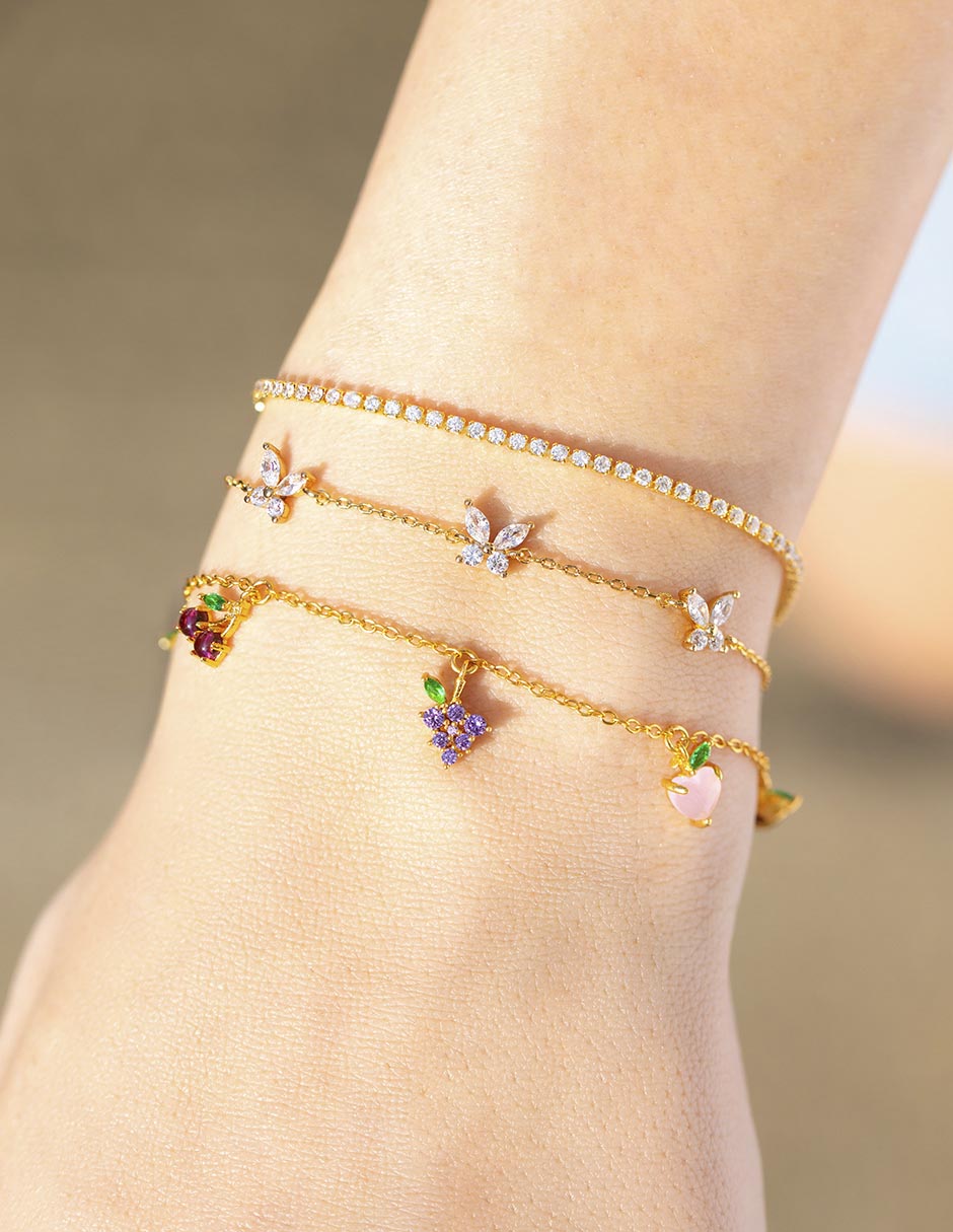 Pulsera con zirconia 18 K acabado chapa de oro 2