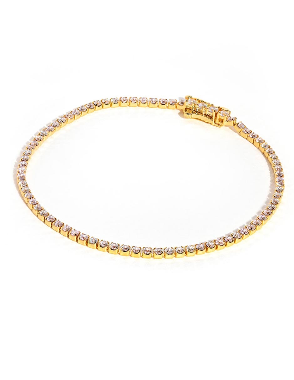 Pulsera con zirconia cúbica 18 K Essentials acabado chapa de oro 2