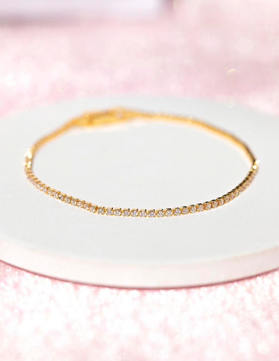 Pulsera con zirconia cúbica 18 K Essentials acabado chapa de oro 3