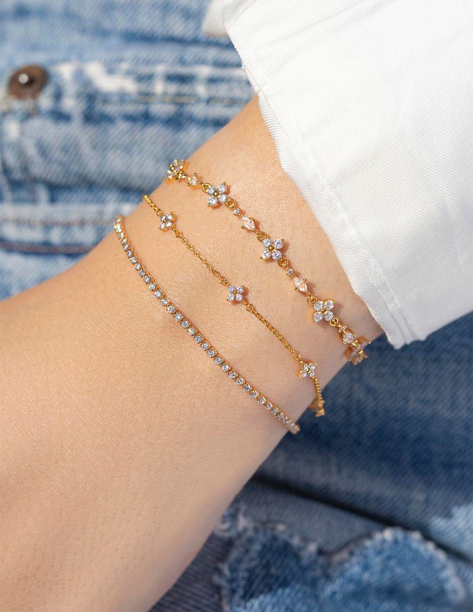 Pulsera con zirconia cúbica 18 K Essentials acabado chapa de oro 4