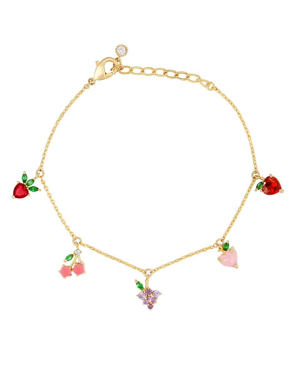 Pulsera con zirconia 18 K Fruit acabado chapa de oro
