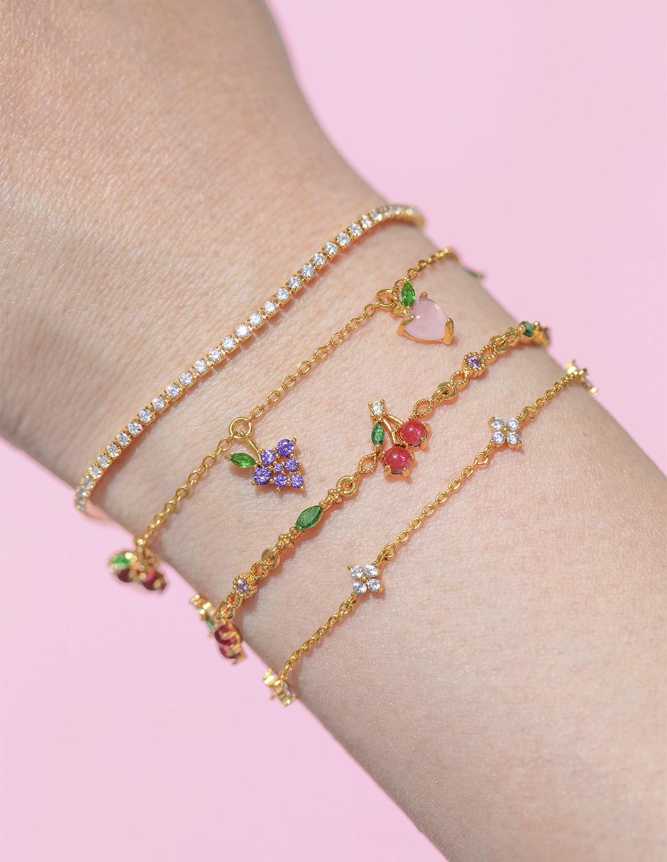 Pulsera con zirconia 18 K Fruit acabado chapa de oro 3
