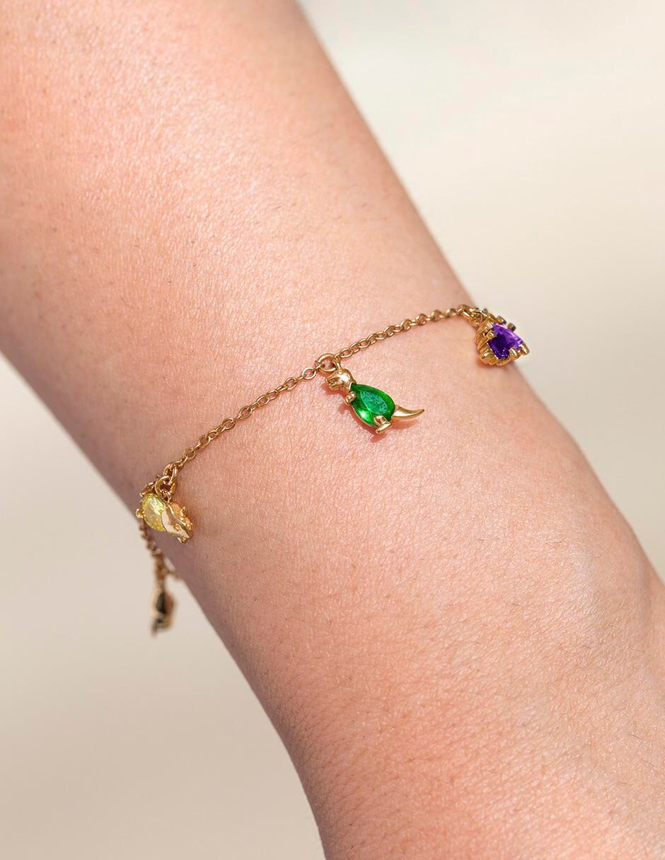 Pulsera con zirconia cúbica 18 K Animals acabado chapa de oro 2