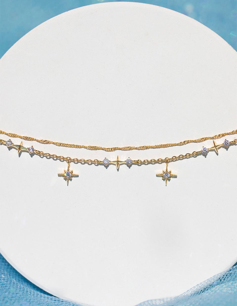 Pulsera con zirconia cúbica 18 K Wandering acabado brillante 2