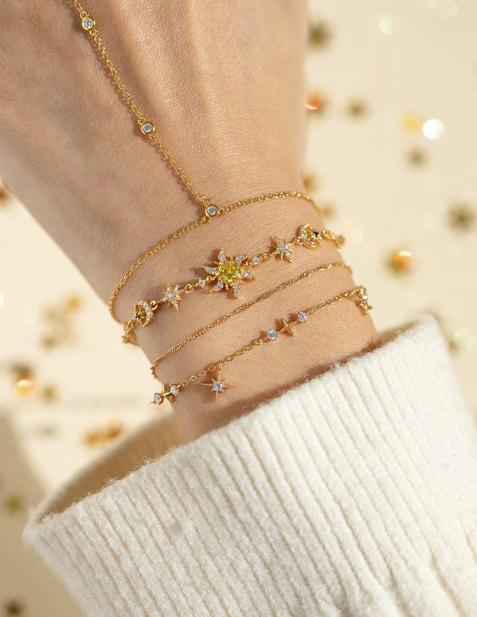 Pulsera con zirconia cúbica 18 K Wandering acabado brillante 3