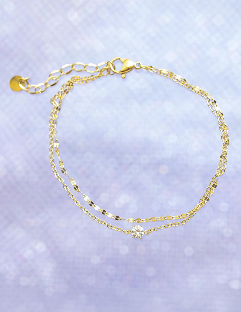 Pulsera con zirconia cúbica 18 K Essentials acabado chapa de oro 2