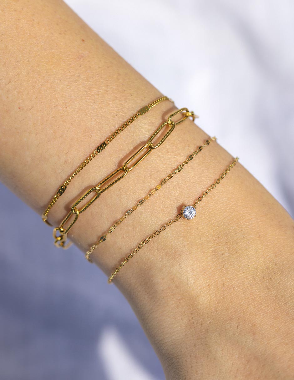 Pulsera con zirconia cúbica 18 K Essentials acabado chapa de oro 3