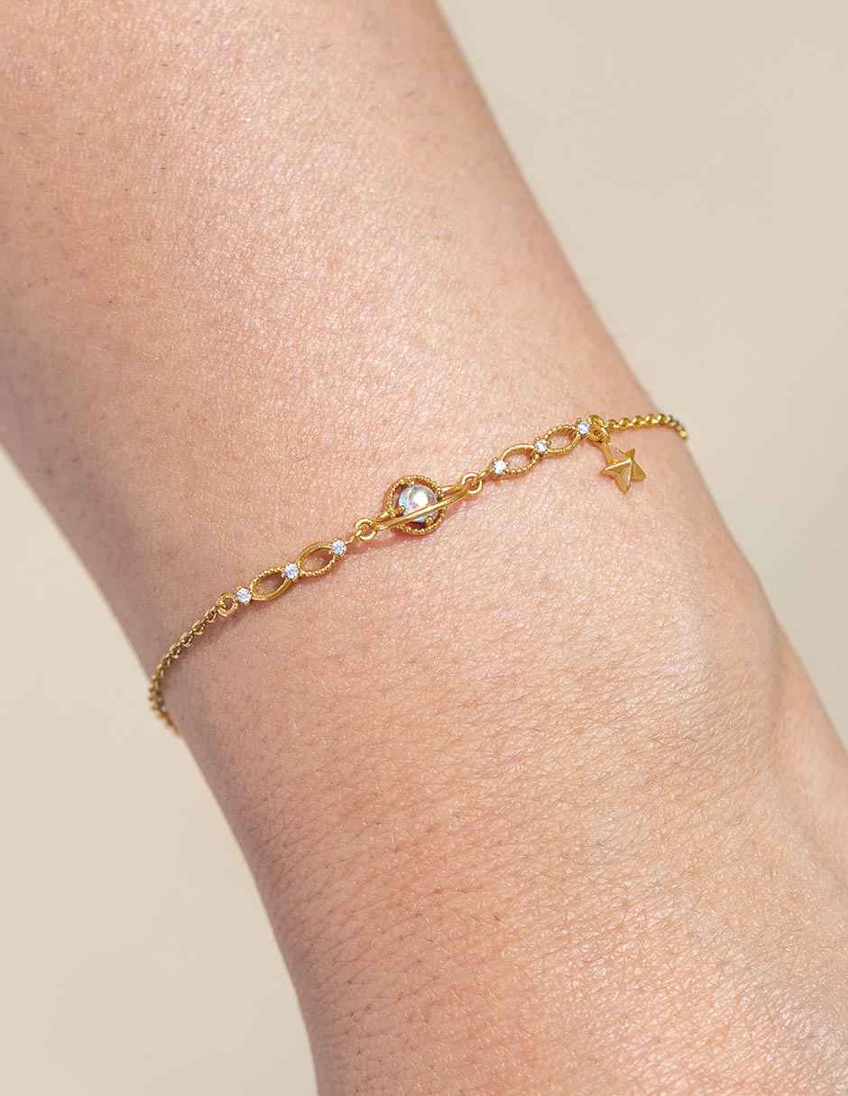 Pulsera con zirconia cúbica 18 K Galaxy acabado chapa de oro 3