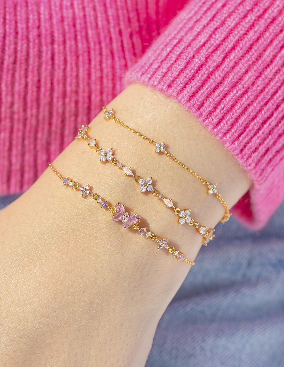 Pulsera con zirconia 18 K acabado chapa de oro 2