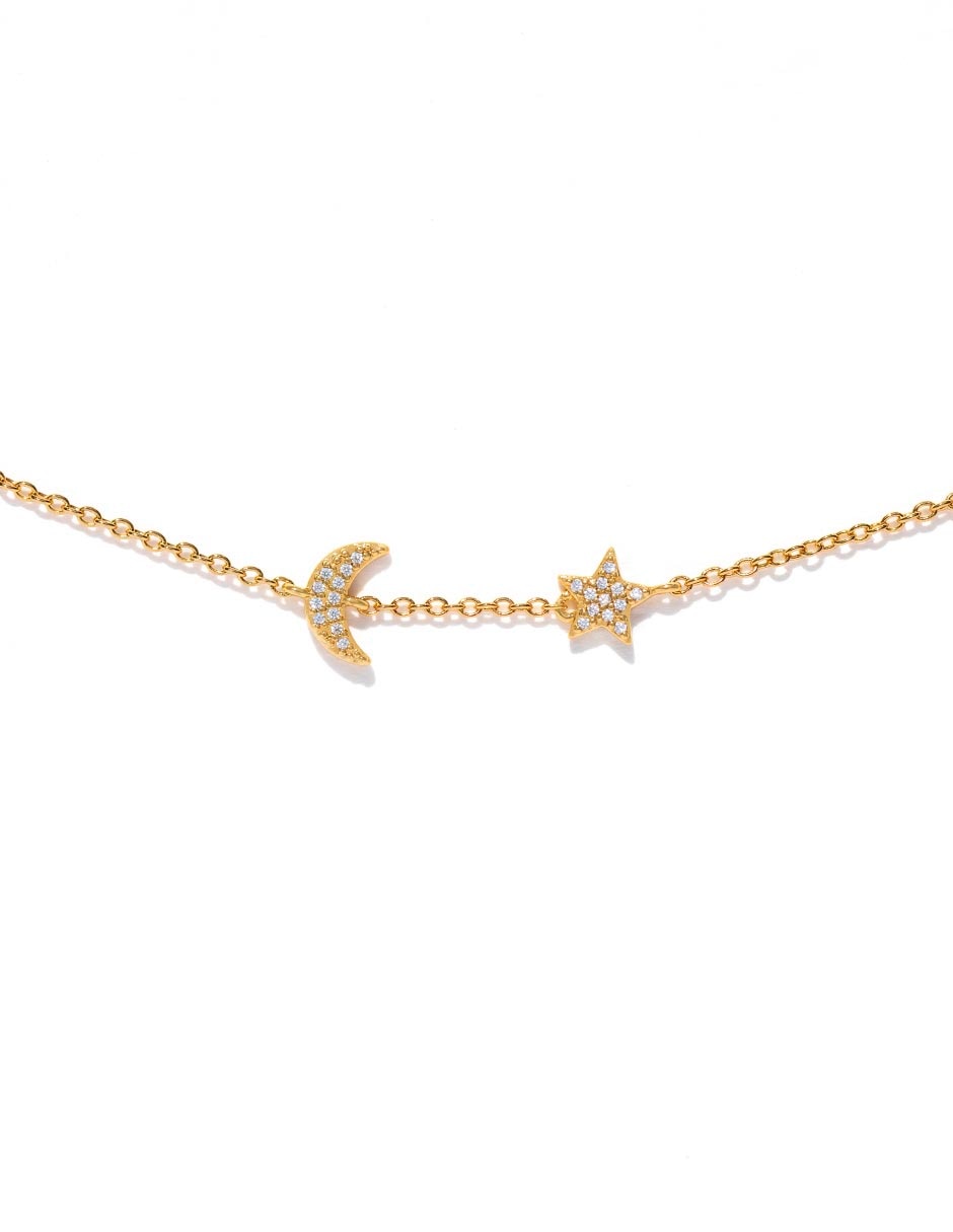 Pulsera con zirconia cúbica 18 K Celestial Serenity acabado chapa de oro