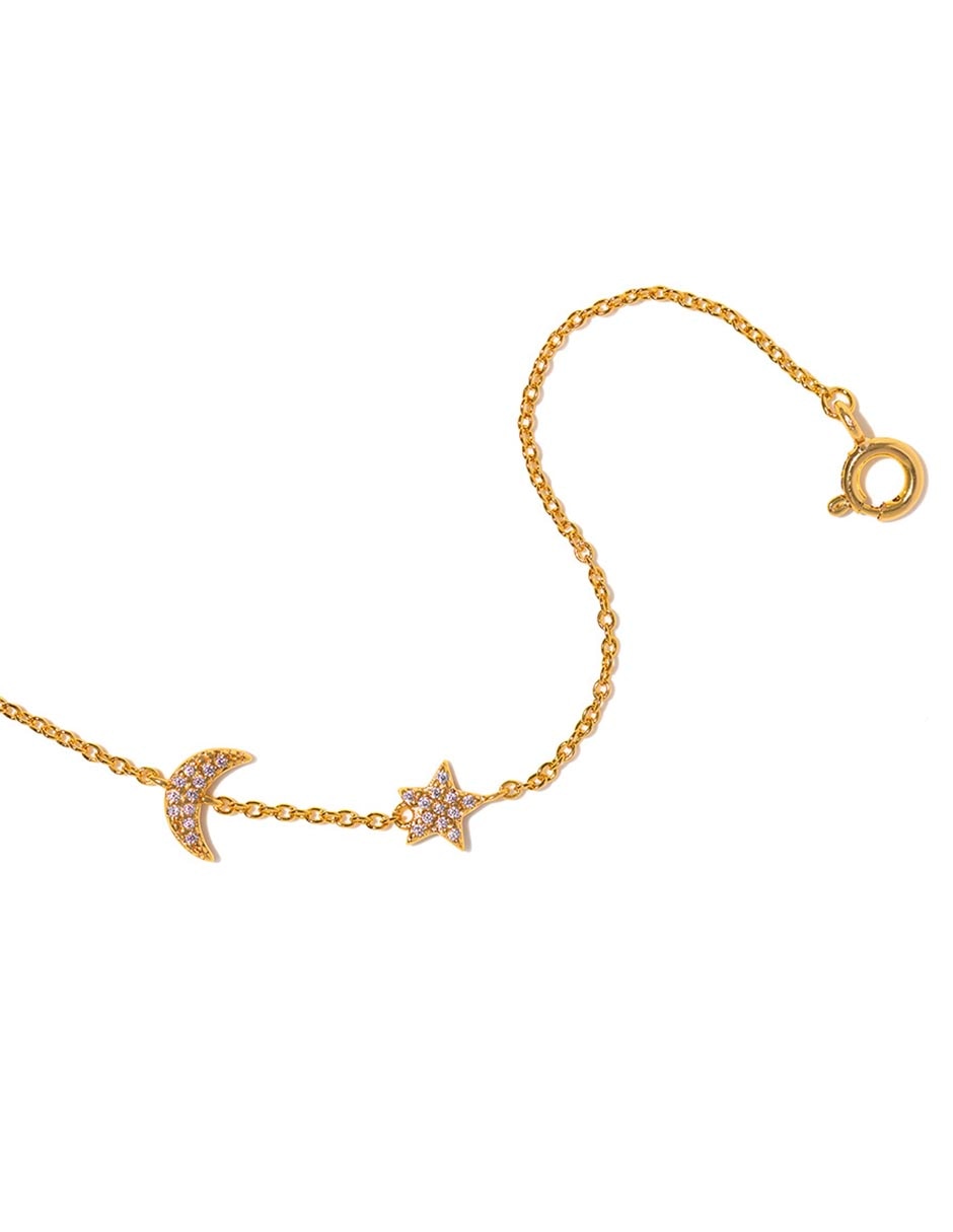 Pulsera con zirconia cúbica 18 K Celestial Serenity acabado chapa de oro 2