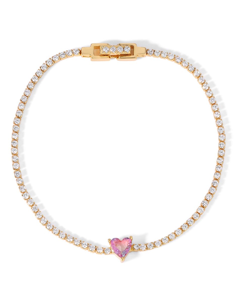 Pulsera con zirconia cúbica 18 K Classic acabado chapa de oro