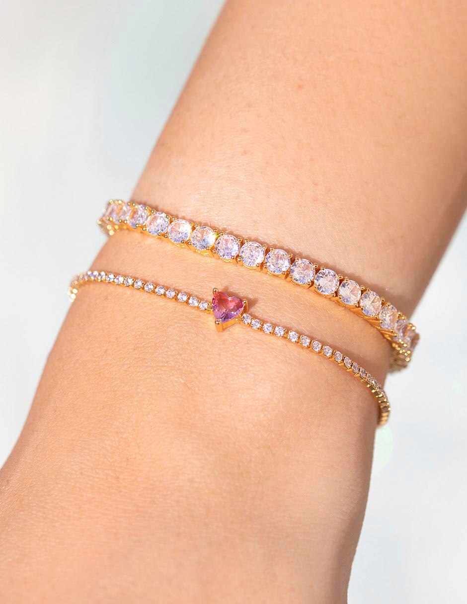 Pulsera con zirconia cúbica 18 K Classic acabado chapa de oro 3