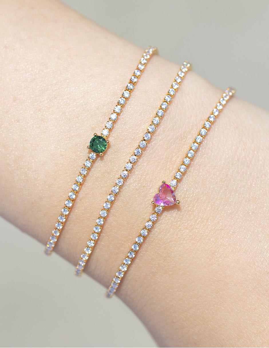 Pulsera con zirconia cúbica 18 K Classic acabado chapa de oro 4
