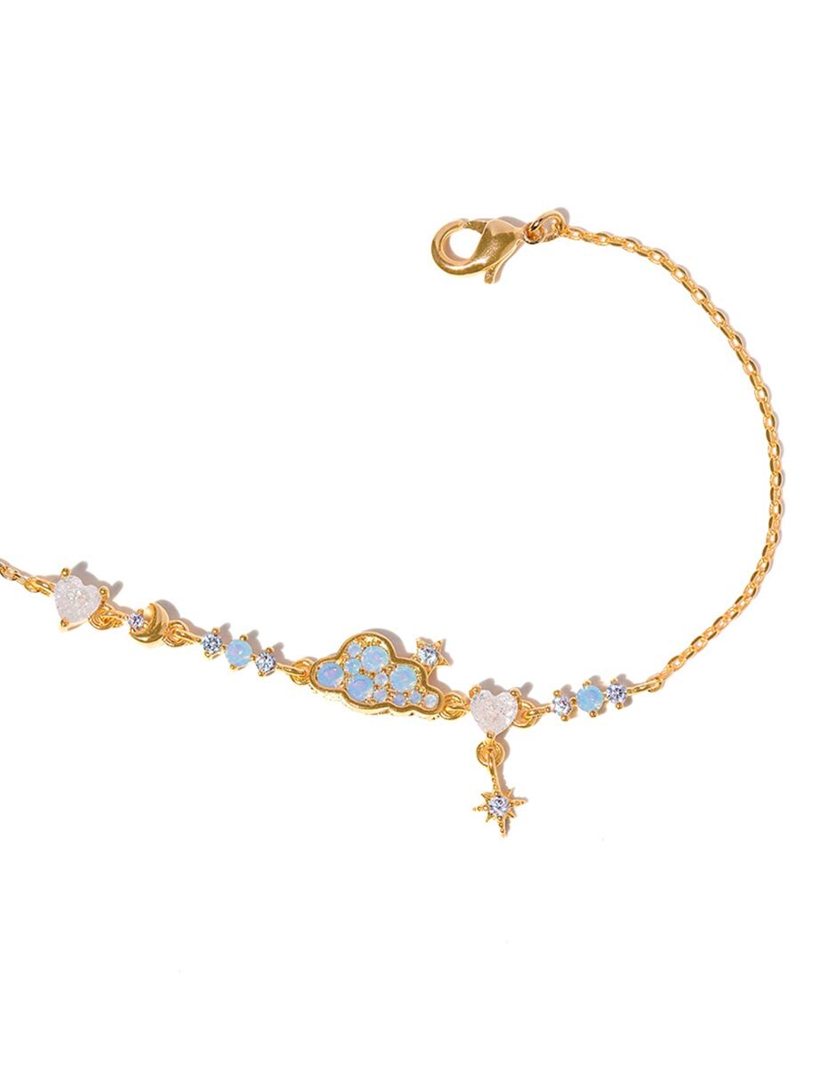 Pulsera con zirconia 18 K acabado chapa de oro