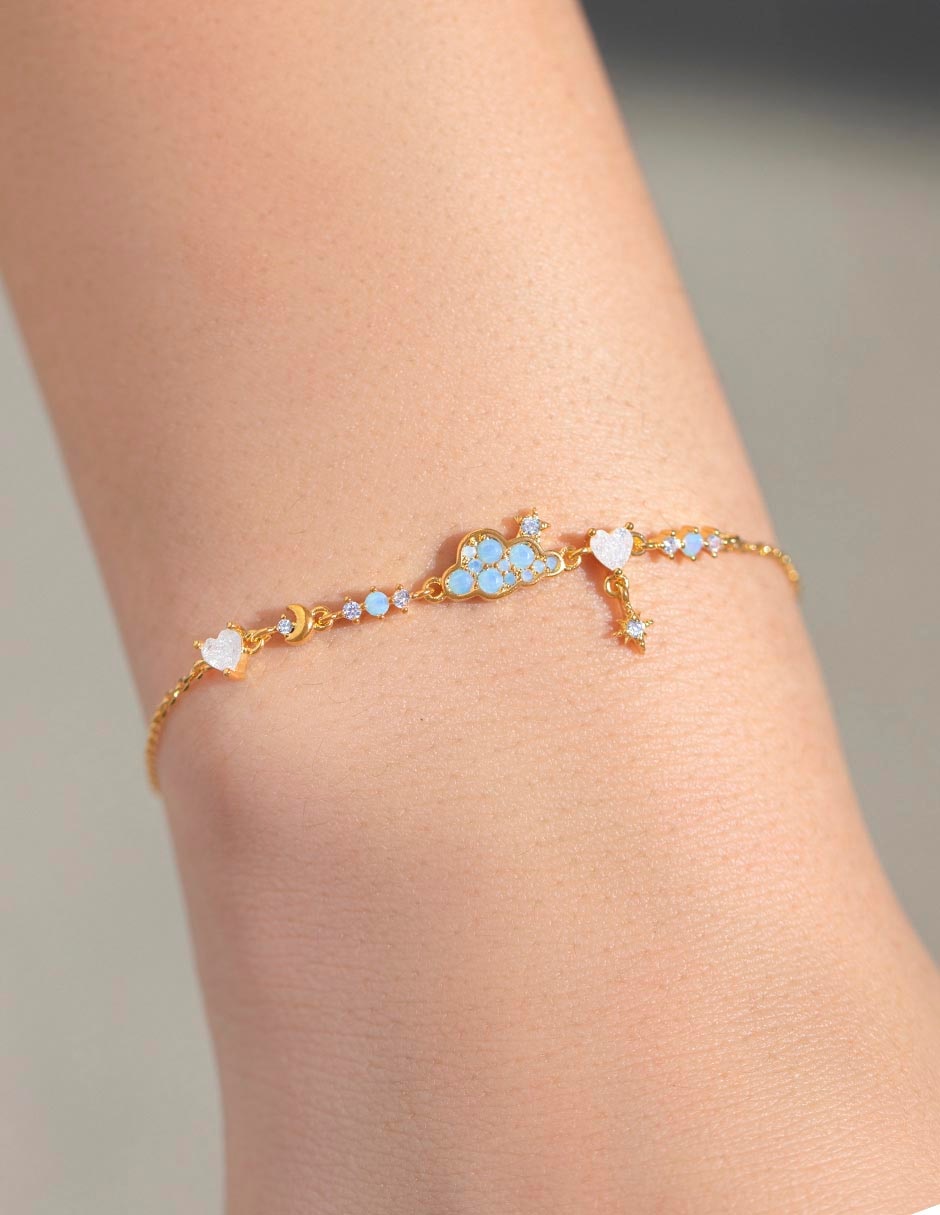 Pulsera con zirconia 18 K acabado chapa de oro 3