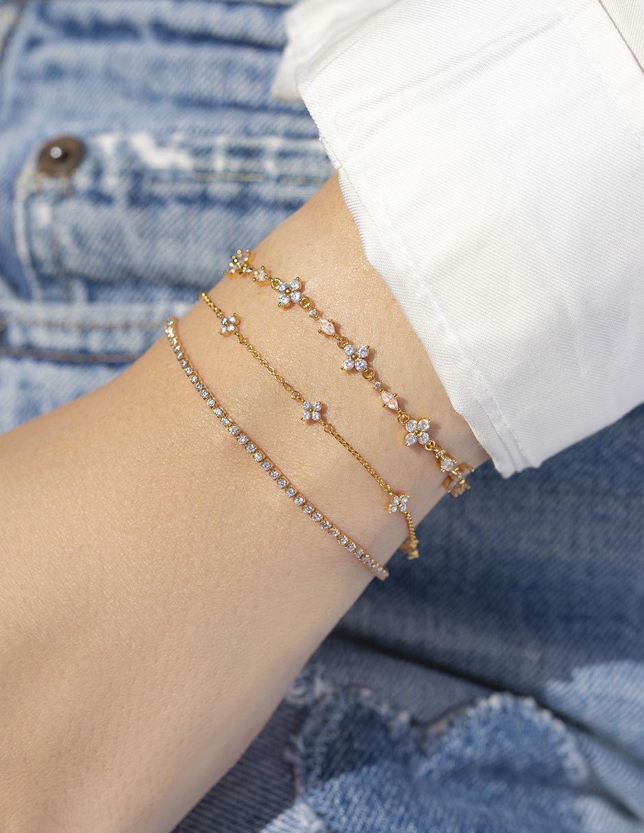Pulsera con zirconia cúbica 18 K Midnight Sparkle acabado chapa de oro 3