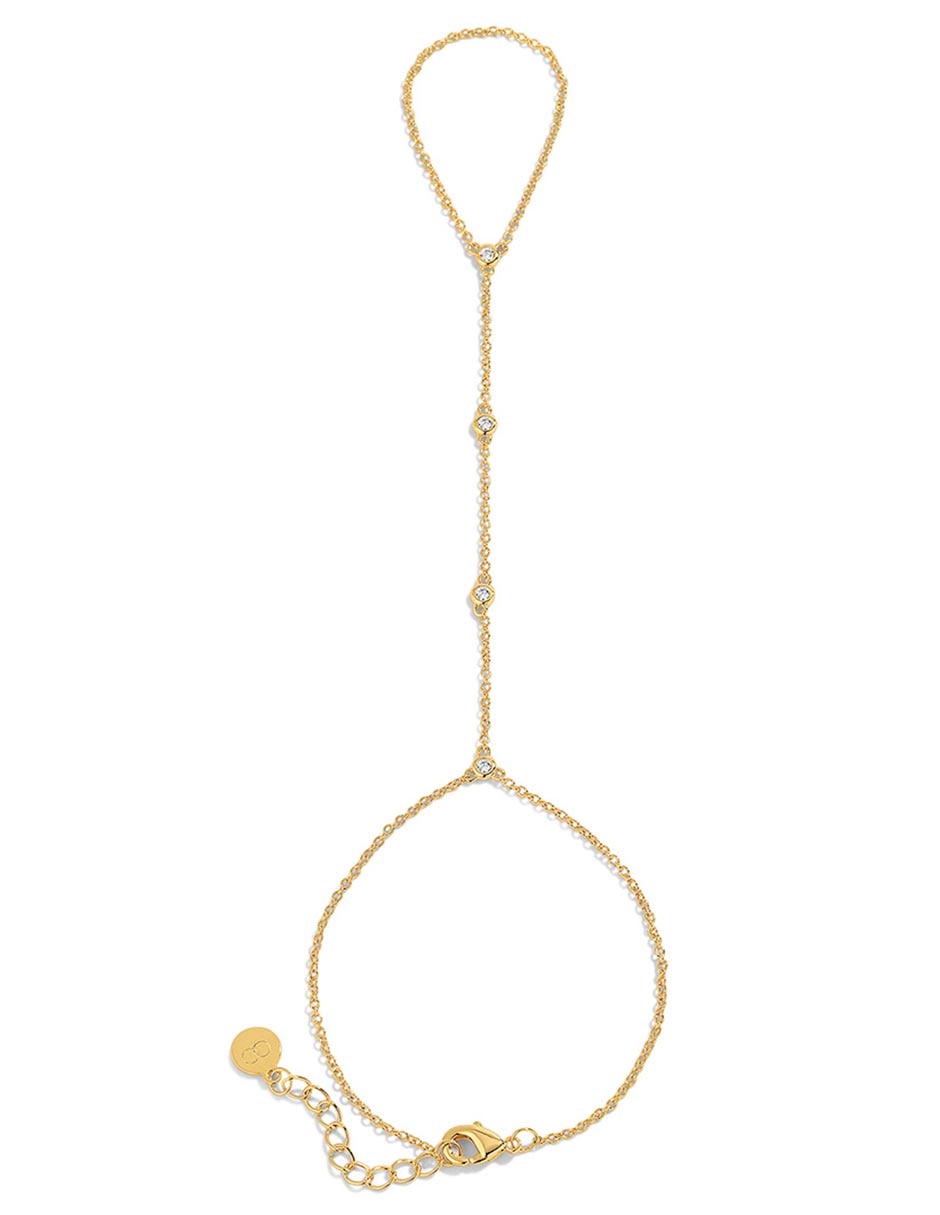 Pulsera con zirconia 18 K acabado chapa de oro