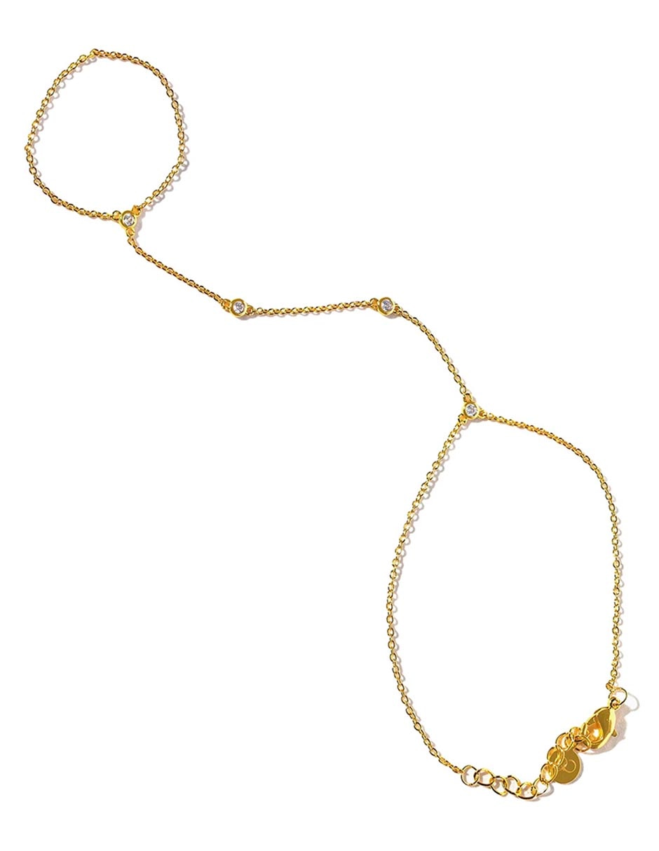 Pulsera con zirconia 18 K acabado chapa de oro 2