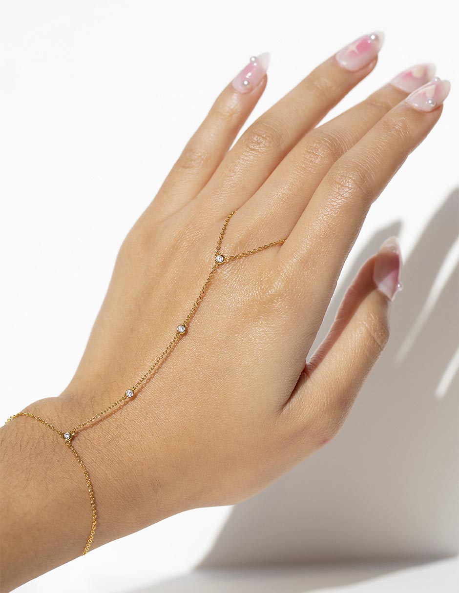 Pulsera con zirconia 18 K acabado chapa de oro 3
