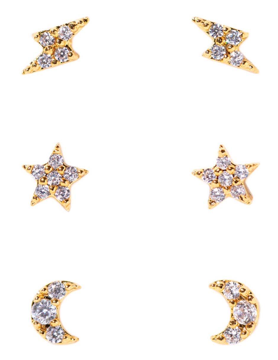 Set de aretes 18 K con acabado chapa de oro