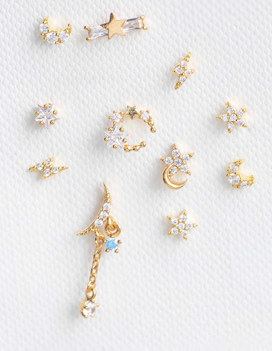 Set de aretes 18 K con acabado chapa de oro 3
