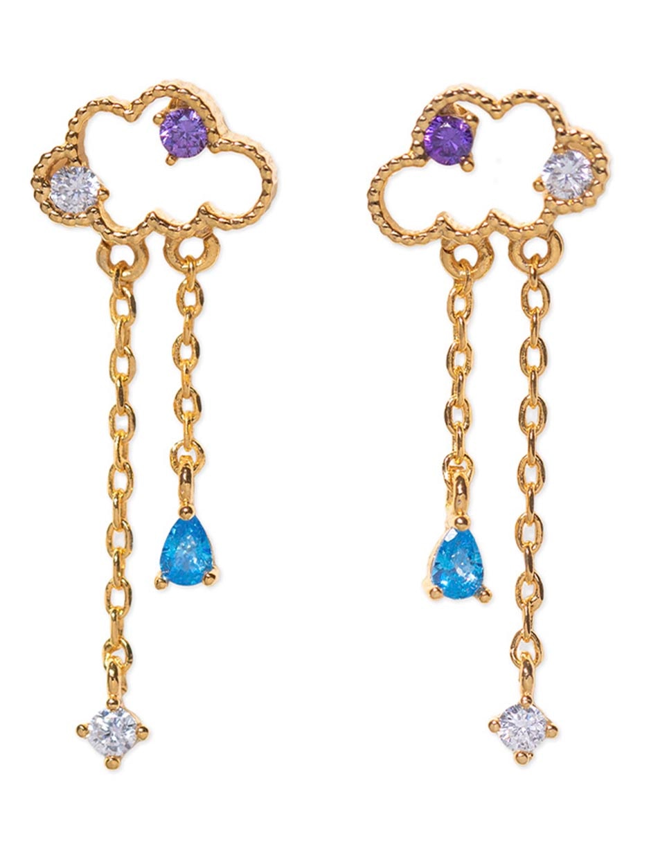 Aretes de nube 18 K con acabado chapa de oro