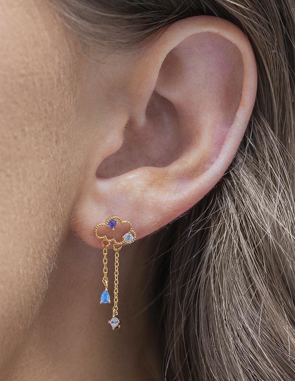 Aretes de nube 18 K con acabado chapa de oro 2