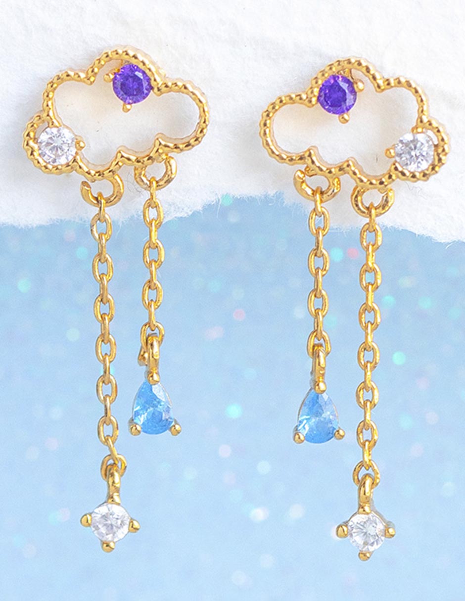 Aretes de nube 18 K con acabado chapa de oro 3