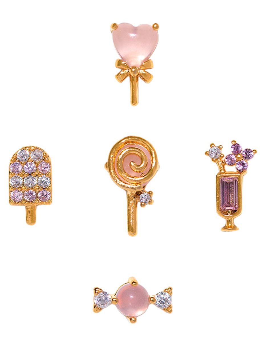 Set de aretes 18 K con acabado chapa de oro 2