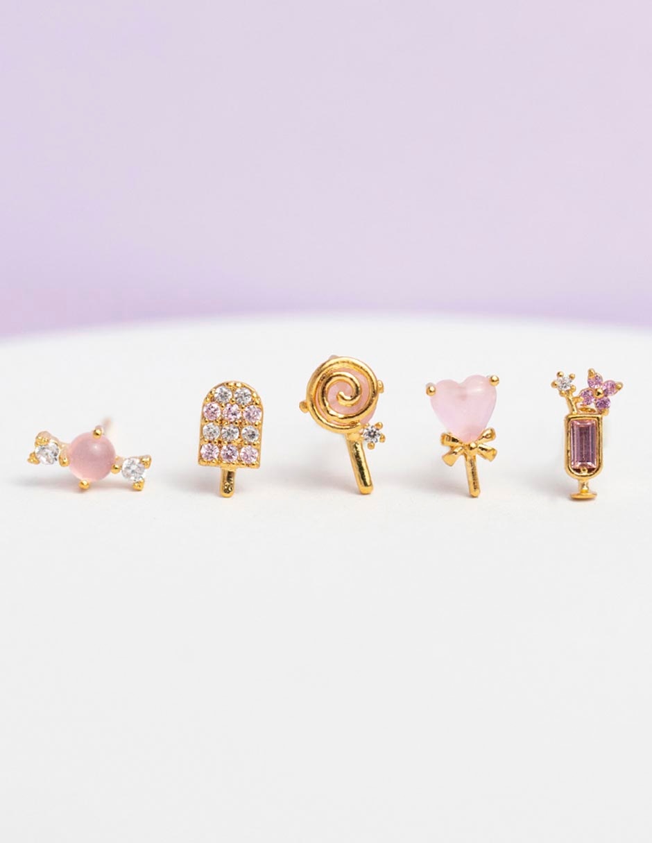 Set de aretes 18 K con acabado chapa de oro 3