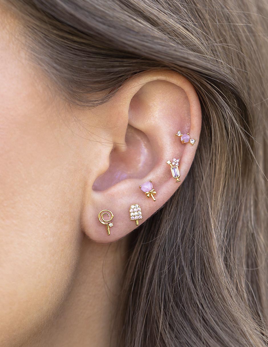 Set de aretes 18 K con acabado chapa de oro 4