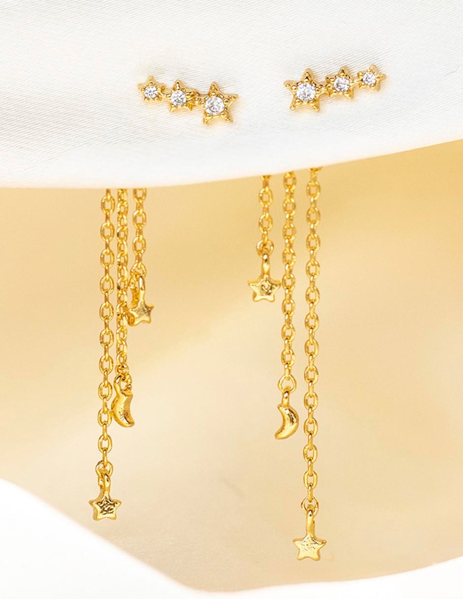 Aretes 18 K con acabado chapa de oro 3