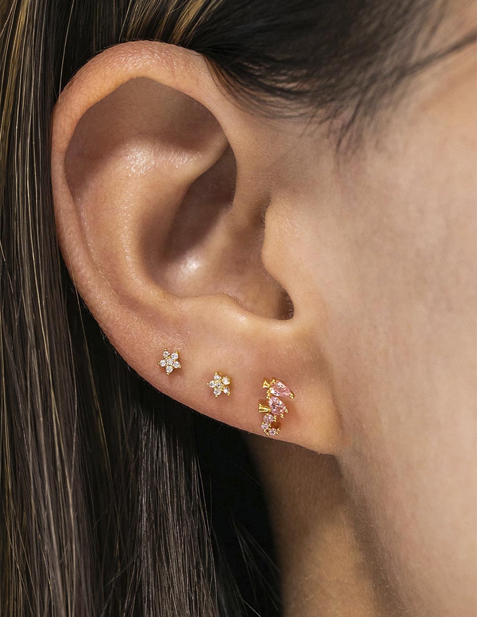 Aretes 18 K con acabado chapa de oro 3